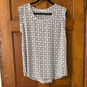 Pleione Geometric Print Blouse in Black and White - Preppy Modern